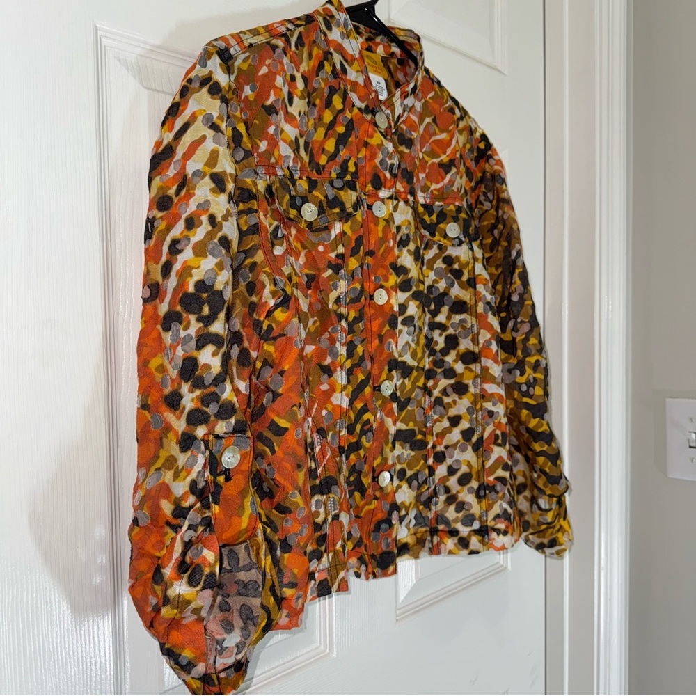 Ruby Rd. Multicolor Abstract Burn Out Button Up Jacket - Picture 7 of 13